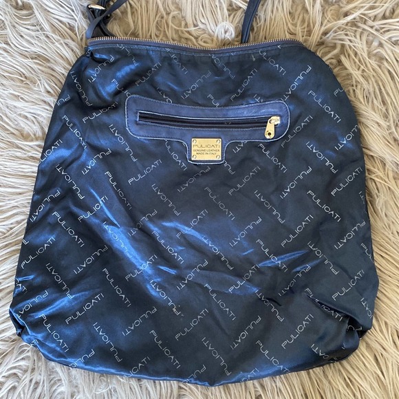 Pullicati Women's Soft Italian Leather Single Strap Zip Large Navy Blue - Picture 7 of 12